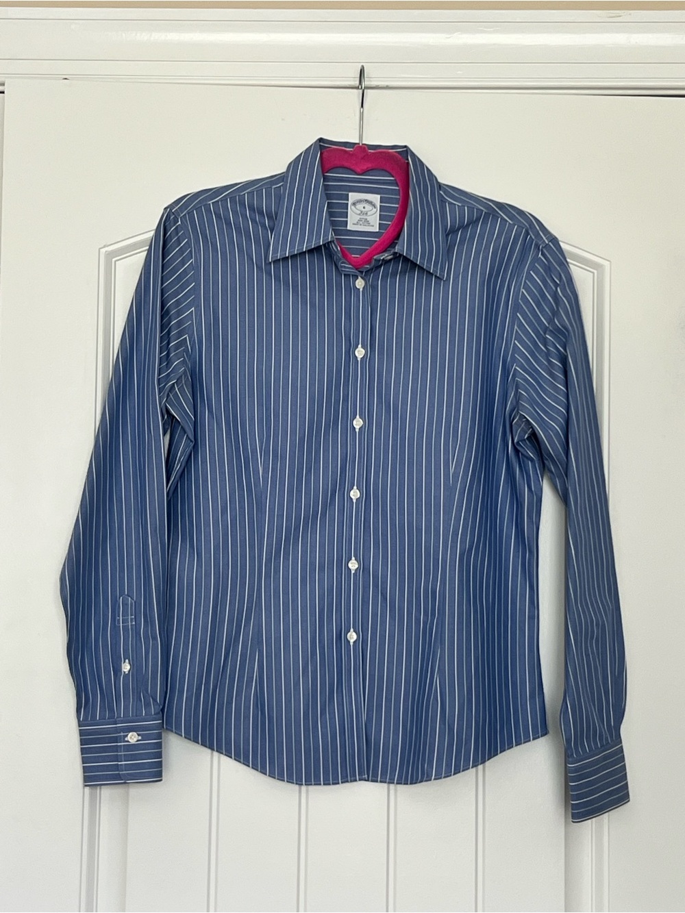 Brooks Brothers Classic Blue Pinstripe Fitted Dress Shirt Size 6 - Picture 1 of 10